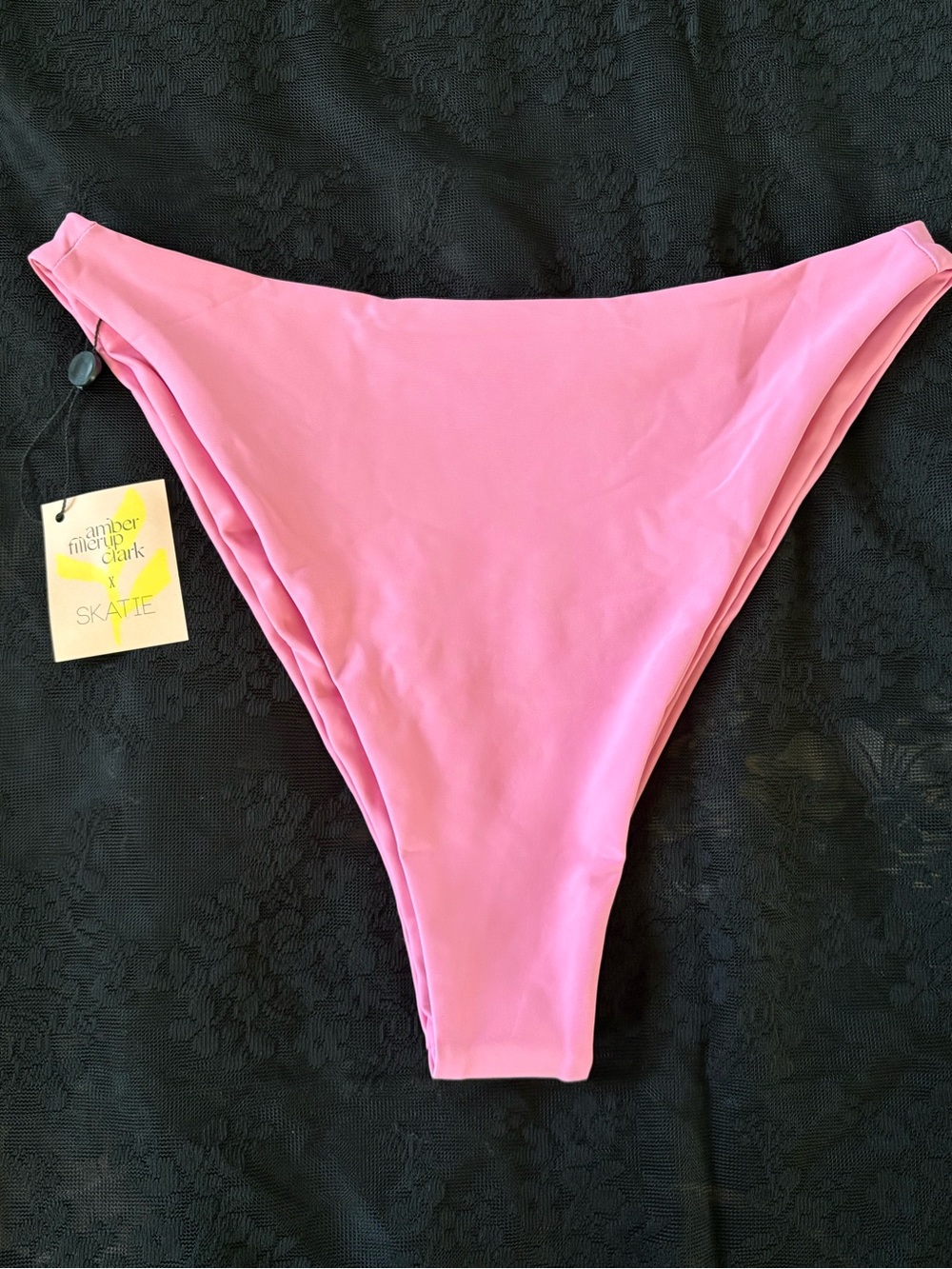 Skatie Bubblegum Pink High-Cut Swim Bottom Dahlia Print Kelly XL
